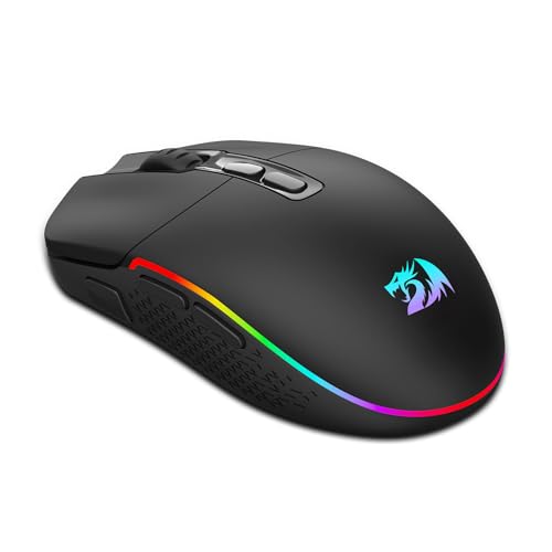 Image of Redragon Wireless Gaming Mouse, Bluetooth /2.4Ghz /USB-C Wired RGB Backlit Gamer Mouse, 24000 DPI, Fully Programmable, Rapid Fire Key, Rechargeable Computer Mouse for Laptop PC Mac, Black