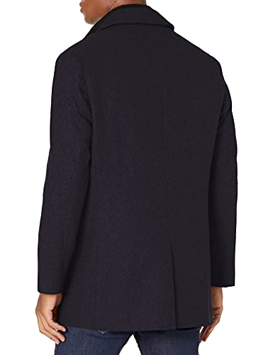 Cole Haan Men's Classic Melton Top Coat with Faux Leather Details2