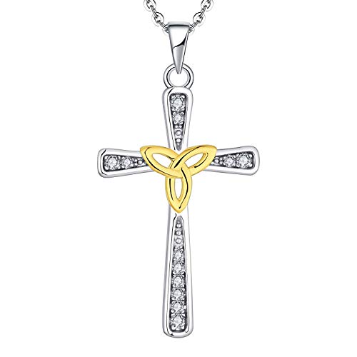 Starnny Collar Mujer Plata de ley 925 Colgante Jesús Crucifijo Céltico Cruzar Regalo de joyería para mujeres