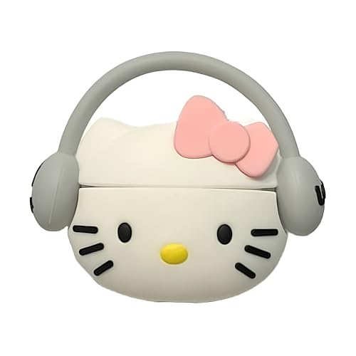 Image of New Cute Soft Silicone Case Compatible with Apple AirPods 4 Generation (2024) Full 360 Protection Dust-Proof Shockproof Case Cover with Hook (Cover Only) (Cool Kitty)