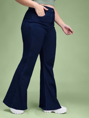 Image of Miss Chase A+ Women's Wide Leg High Rise Regular Length Stretchable Denim Jeans