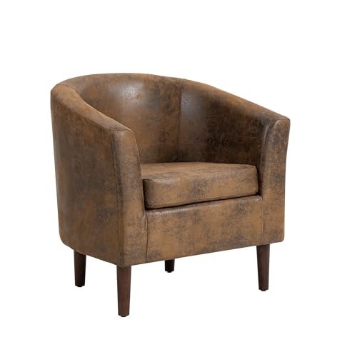 Camden Leather Air Suede Tub Chair Armchair Dining Living Room Office Reception Brown