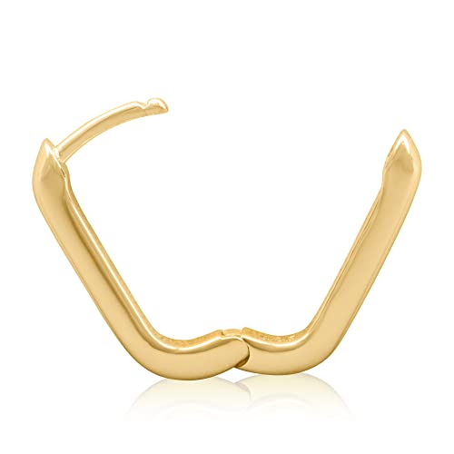 Yellow Gold Plated Sterling Silver Rectangle Huggie Hoop Earrings for Women