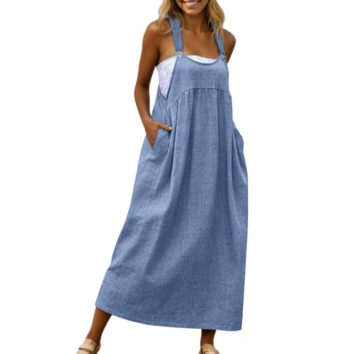 Robe d'été longue en jean à bretelles pour un look quotidien confortable