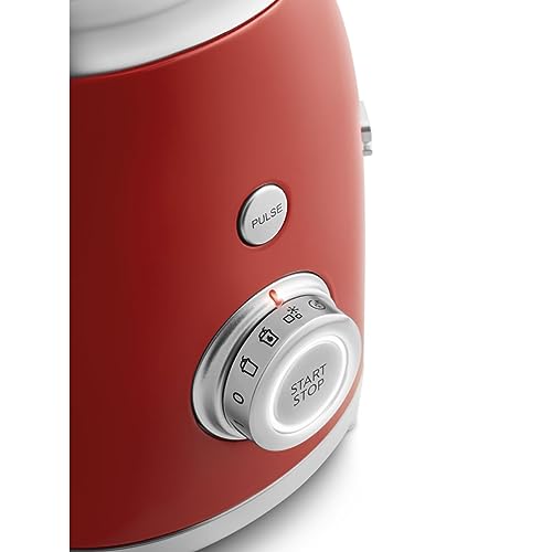 Smeg BLF03RDUK Retro 50's Style Jug Blender with Stainless Steel Blades, 4 Speed Settings and 3 Pre-set Programs, 1.5 Litre, 800W, Red