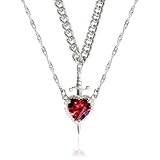 Silver Layered Double Heart Sword Necklace,Matching Necklaces for Couples,Y2k Clothes,2-pack: 1Heart-shaped and 1Sword-shaped,Perfect as a Birthday,Christmas,or Valentine’s Day Gift for Your Loved One