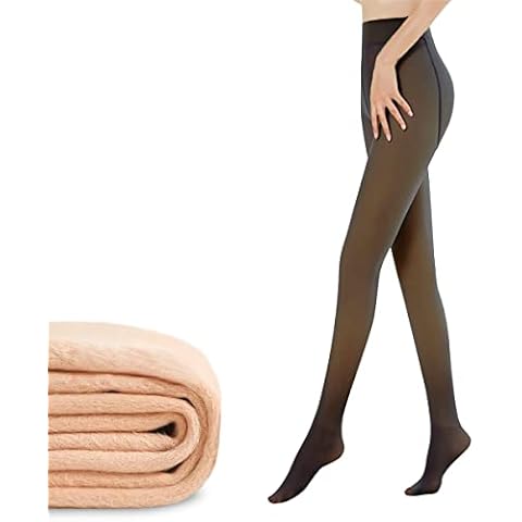 FLYWIND Thermo Strumpfhose Damen, 320g Warme Strumpfhosen Damen Winter Gefütterte Strumpfhose Leggings Gefüttert Damen Winter Gefälschte Durchscheinend Plüschstrümpfe Pantyhose Wärmende Fleece Cover