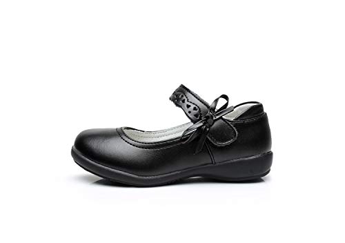 Kids Girl's Leather School Uniform Mary Jane Flats Princess Ballerina Ballet Dress Shoes (Little/Toddler Girls) (Black, Numeric_13)2