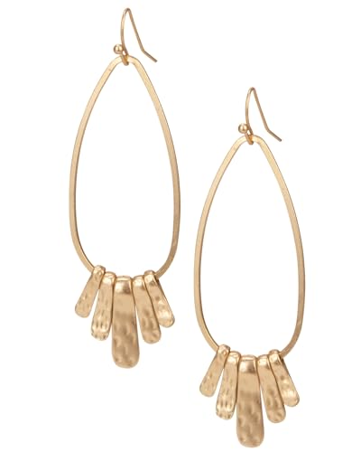 Handmade Boho Hammered Teardrop Earrings Jewelry with 5 Bars for Women - Main Image