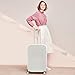 mixi 24 Inch Checked Luggage PC Hardshell Suitcases with Wheels for Travel Woman Men, Smoke White