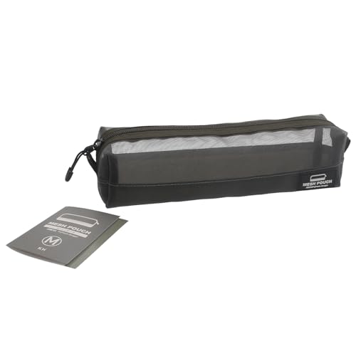SK11(エスケー11) メッシュポーチ グレー&カーキ M 約60×60×250mm 中身が見えるメッシュ素材 引手付きで開けやすい 底部補強 ナイロン・ポリエステル製