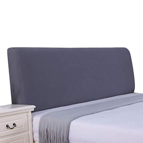 YUENA Care Funda de cabecera elástica para cama a prueba de polvo, protector de cabeza de cama, color sólido, decoración de dormitorio gris oscuro L, 150 cm