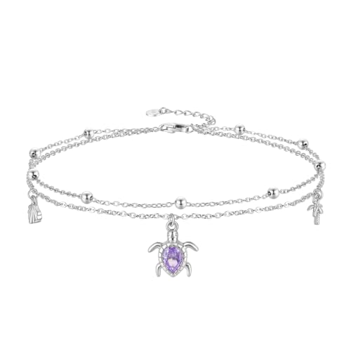Image of CHIC & ARTSY 925 Sterling Silver Layered Anklets for Women, Adjustable Cable Chain Multilayer Beach Foot Jewelry, Nickel Free Hypoallergenic Summer Anklet 10-11 Inches
