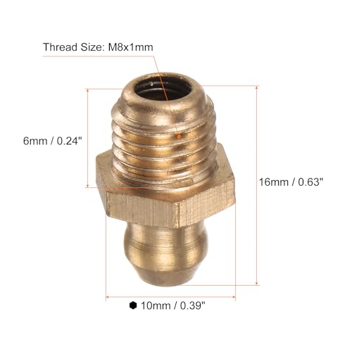 Image of HARFINGTON 15pcs Brass Straight Grease Fitting M8x1mm Metric Thread Hydraulic Grease Nipple Accessories for Car