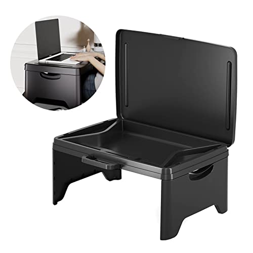 Portable Folding Lap Desk, Laptop Desk Travel Bed Table Tray, Breakfast Writing Bed Table, Serving Tray with Large Storage Activity Cushion Reading for Couch Sofa Floor Adults