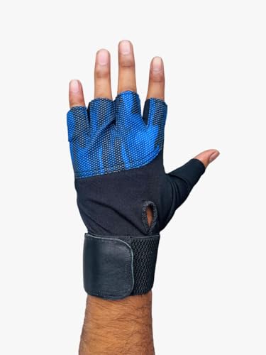 Image of Body Smith Unisex Blue Gym Gloves with Wrist Suppor