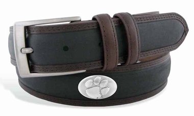 Clemson Concho Two Tone Leather Belt, 46 Waist