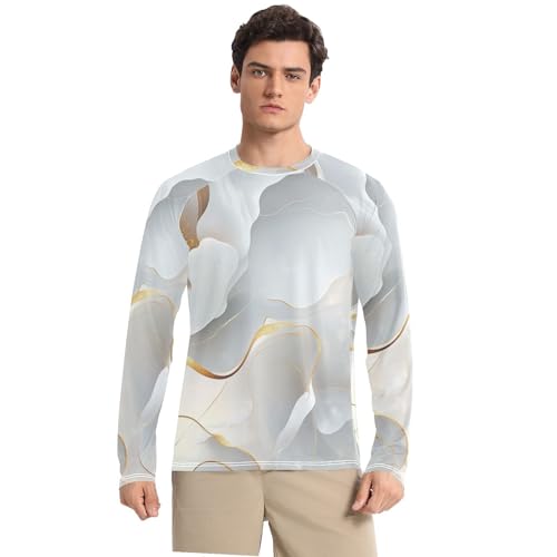 Marble White Neutral UPF 50+ Sun Shirts for Men Quick Drying Elasticity UV Sun Protection Shirts Running