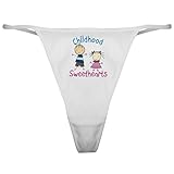 CafePress Childhood Sweethearts Classic Thong Underwear, Funny Womens Panties White