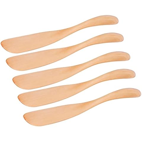 Natudeco 5 Stück Buttermesser Käseverteiler Holz Marmeladenmesser Japanischer Stil Kuchenmesser Küchenutensilien Erdnussgelee-Verteiler Cover
