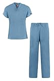 MediFit Men's Basic Solid Two Piece Medical Top & Pants Scrub Set(MENSET-MED,SBL-M)