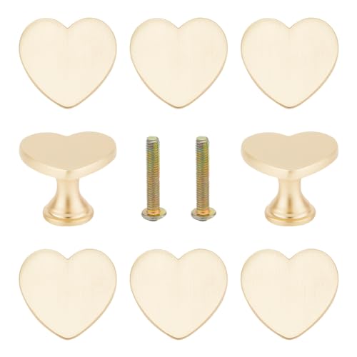 GOMAKERER 8pcs Boutons de Tiroir en Alliage, Poignée en Forme de Cœur pour Armoire en Métal Commode, Poignées Avec Vis Boutons de Meubles Dorés pour La...