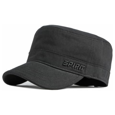 Military Hat for Men Army Hats Unique Design Cadet Cap Adjustable (Cotton, Spirit-Black) Cover