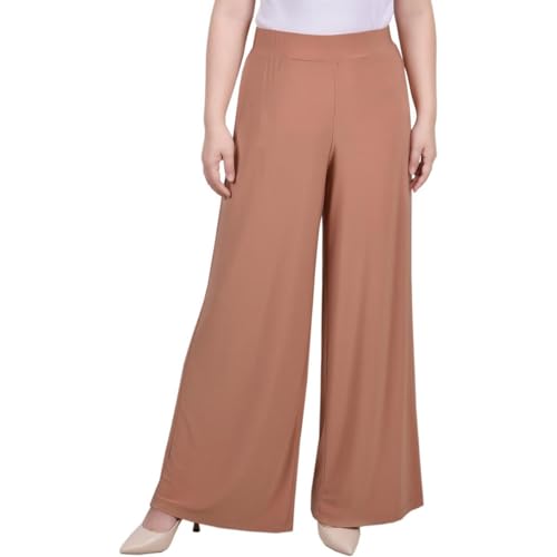 Womens Petites High Rise Wide Leg Palazzo Pants Tan PL, Camel