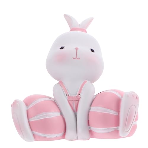 Genérico 1 Pc Adorno De Conejito De Pascua Decoraciones De Pastel De Cumpleaños Postre Hablador Mini Figuras De Conejo Toppers De Pastel De Mini Globo Conejito Verde Resina Sintética Rosa