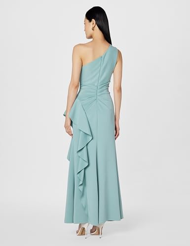 Image of Xscape Women's Floor Length One Shoulder Ruched Waist with Ruffle Bodice Evening Dress with Side Slit