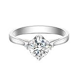 Aotiwe Promise - Anillo para mujer con diamante redondo de 1 quilate fabricado en laboratorio, oro blanco y platino, 16, Oro blanco de 9, Diamante cultivado en laboratorio