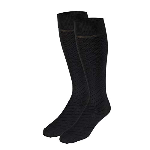 Image of Truform Travel Compression Socks for Men and Women, 15-20 Knee High Over Calf Length, Charcoal, Large