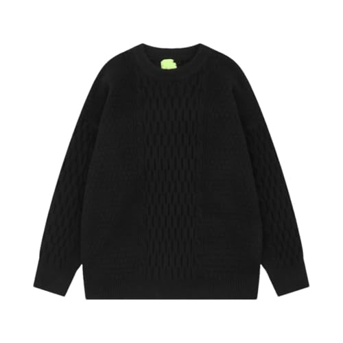 Men’S Retro Knitted Pullover Sweater Simple Loose Crew Neck Long Sleeve Casual Autumn Winter Solid Color Top
