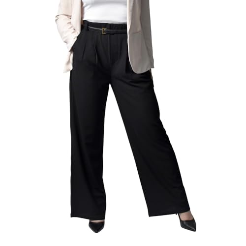 Actiforme My Miracle Stretch Pants Pantalon Femme Noir à Pinces Extensible -Pantalon Taille Haute Chic et Confort sans Repassage (FR/ES, Alpha/Lettres, M, Taille Normale, Taille Normale)