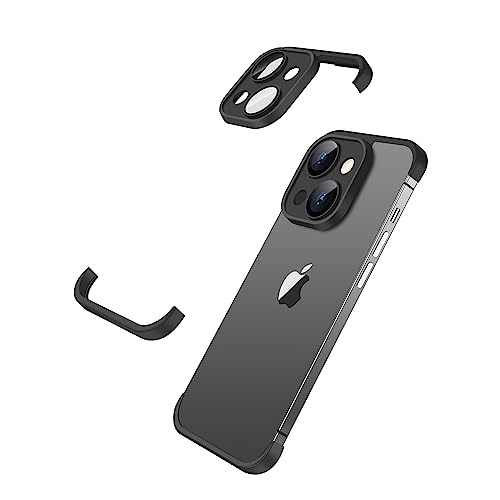 Losin Compatible with iPhone 14 Case Borderless Design Camera Lens Protection Thin Lightweight Soft Silicone Frameless Case Shockproof Bumper Cover for iPhone 14 6.1 inch Black