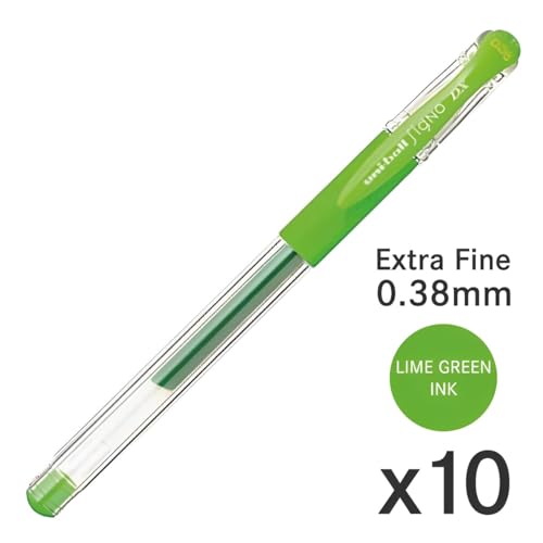 Bolígrafo Uni-Ball Signo Snap Cap Gel 0.38mm Verde Lima x10 miniatura 2