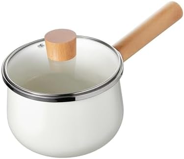 Panela de leite de ferro fundido esmaltada com tampa, panela de c...