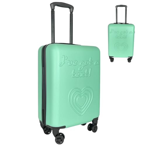 Image of 54x36x20cm Hardshell Cabin Suitcase – Lightweight ABS Hand Luggage with 8 Spinner Wheels, Trolley Handle & Lock – Fits Ryanair, easyJet, British Airways, Jet2 – Overhead Travel Bag – 38L - Light Green