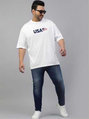 Image of Veirdo Men's Cotton Half Sleeve Plus Size Printed T-Shirts with NY & USA Designs, Stylish Comfortable & Durable Tees, Available in 2XL to 5XL Sizes