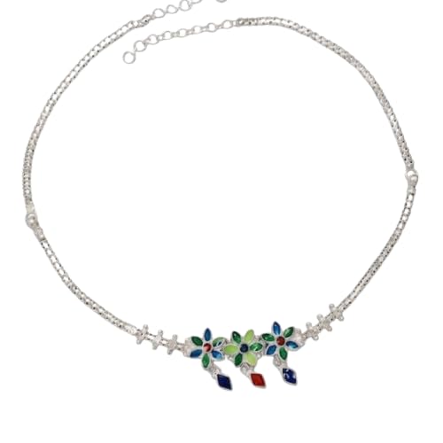 Image of Parasmoni Silver Floral Statement Necklace for Women