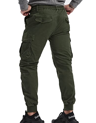 ebossy Men's Multi-Pocket Military Combat Ripstop Jogger Cargo Pants with Rib Cuff3