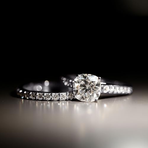 8 MM Moissanite Solitaire Bridal Ring Set with Matching Band, D-VS1 Quality3