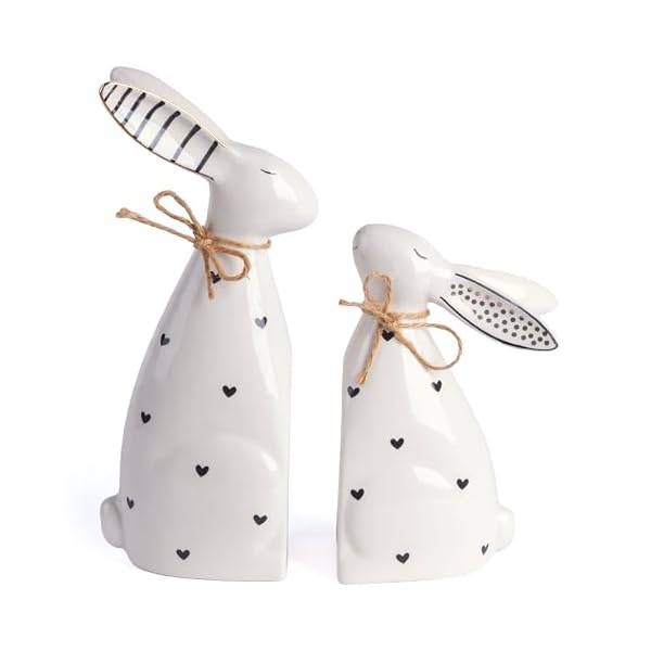 Valery madelyn easter decorations for home 2pcs ceramic white bunny statues figurine for spring easter gift tiered tray shelf table centerpieces decorations for indoor or garden decor 63inch  urban country home decor