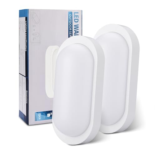 Oraymin Led-kelderlamp, 2 stuks, 18 W, 1710 lm, IP65 voor vochtige ruimtes, ovaal, 4000 K, neutraal wit, led-wandlamp, plafondlamp, plafondlamp voor trap, hal, kelder, toilet, garage, 20,7 x 9,8 x 6