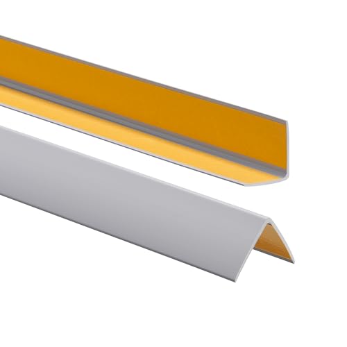 ProfiPVC Perfil angular de PVC 35x35mm - ángulo pvc, autoadhesivo listón de plástico, protección de esquinas y bordes, esquina de gomma para cantos - cantonera protector, Gris, 200cm