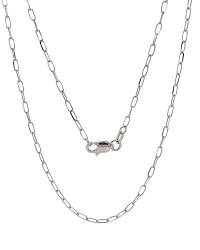 JEWELHEART 14K Solid Gold Cable Chain - 1.7mm Diamond Cut Gold Thin Paperclip Link Chain Necklace For Women - Dainty Yellow and White Real Gold Pendant Necklace with Lobster Clasp 14