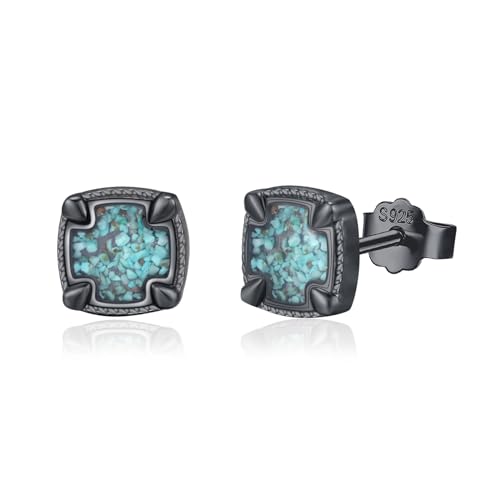 Black Stud Earrings 925 Sterling Silver Black Onyx/Cubic Zirconia Stud Earrings Jewelry Gifts for Women Men