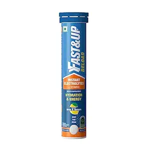 Fast&Up Reload (5 Litres) Low Sugar energy drink for Instant Hydration- 20 Effervescent Tablets with all 5 Essential Electrolytes + Added Vitamins -Certified Electrolytes Drink- Lime and Lemon flavour