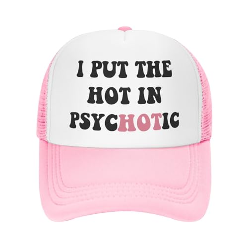 Image of You Find It Offensive? I Find It Funny Trucker Hats for Women Pink Men Funny Slogan Pink Hats for Men
