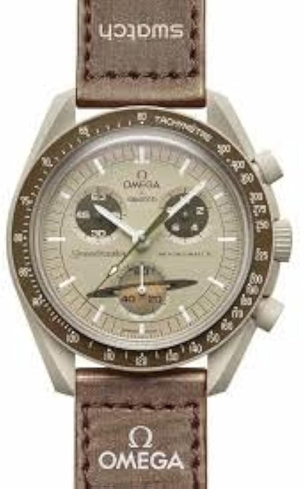 Buy Swatch Men Analogue Brown Band Omega x Moon Mission to Saturn